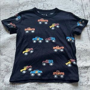 Kids Black T-Shirt with Colorful Monster Truck Print